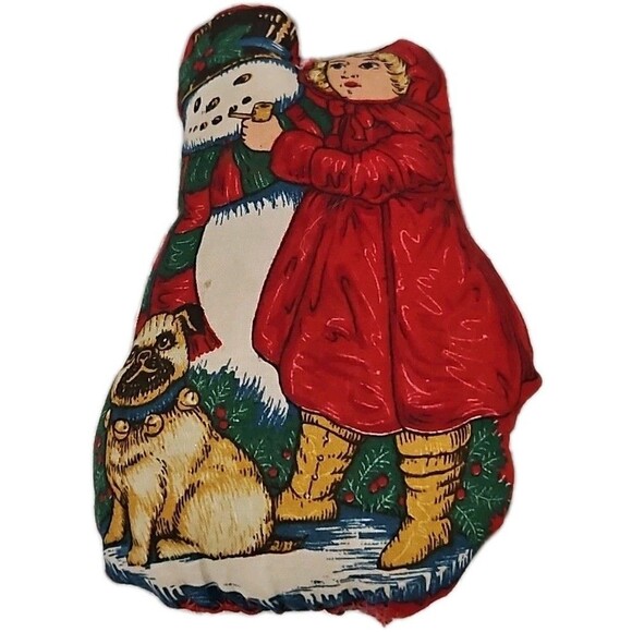 Set Of 3 Handmade Christmas Quilted Stuffed Ornaments Vintage Dog Snowman Teddy - Picture 4 of 8